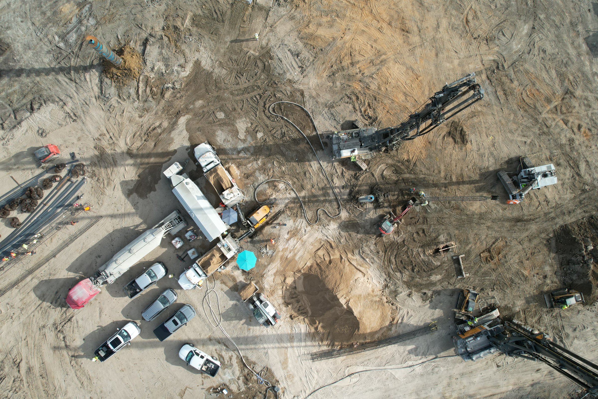 Aerial view of a Marlin Concrete Solutions jobsite