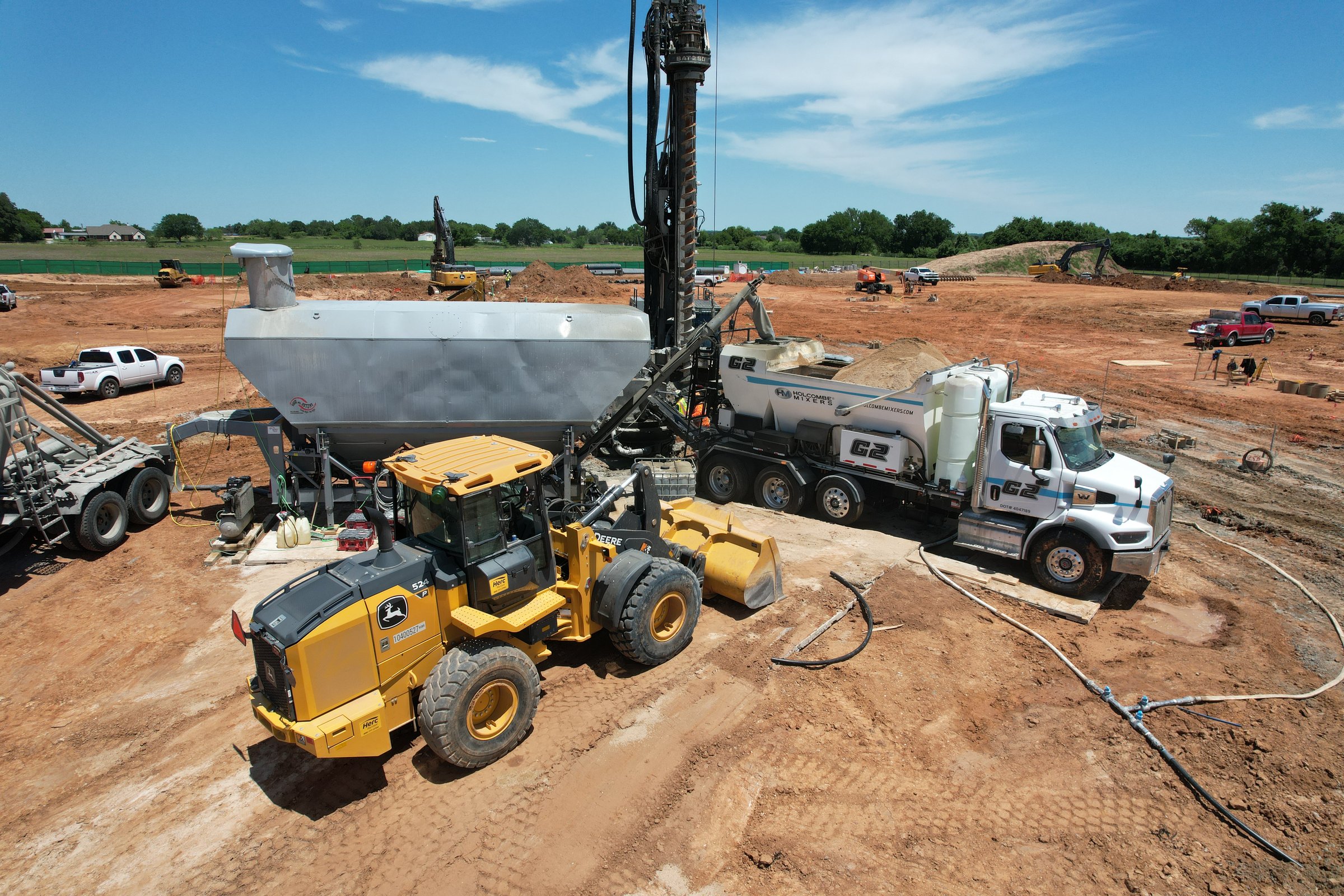 Marlin Concrete G2 mixer truck and mobile batch plant on-site at Springtown ISD